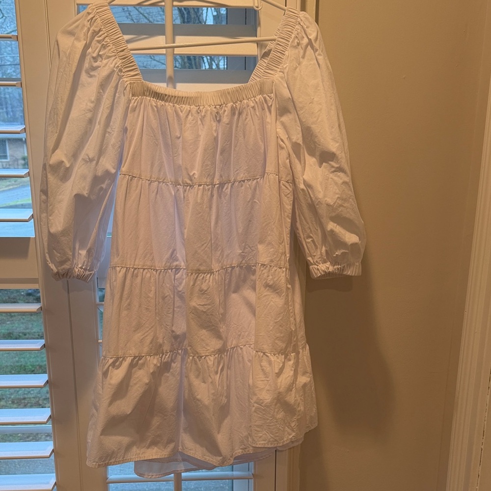 Pomander Place (Tuckernuck)White Poplin Tiered Dress